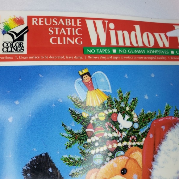 Five (5) BRAND NEW Vtg Sheets Christmas Holiday STATIC CLING Window Decorations - Picture 8 of 11